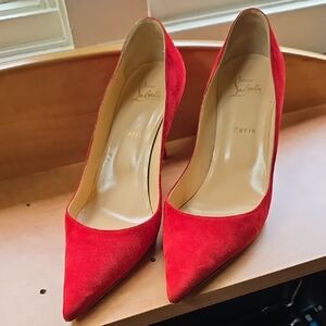 Christian Louboutin Red Suede Women's Pumps 40.5